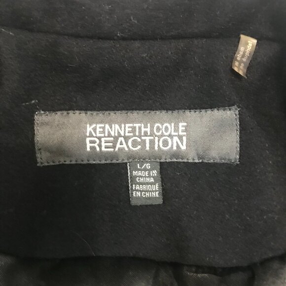 Kenneth Cole Reaction Women's Melton Wool Rayon Blend Pea Coat Noir Black Large - Picture 5 of 12
